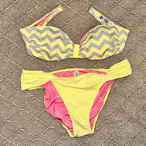 Victoria Secret Pink Bandeau Bikini Size Small Top and Medium Bottoms